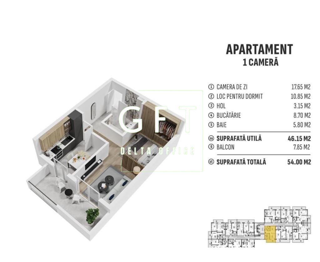 Apartament 1 camera, bloc nou! Comision 0% - Poză 7