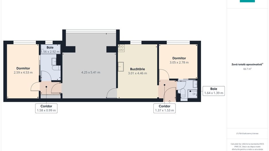 Apartament 3 camere, 2băi, complet mobilat Complex - Poză 6