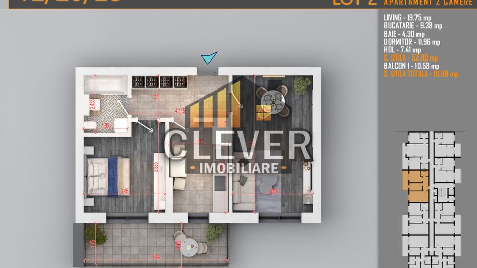 Apartament 2 Camere, Comision 0%, Pallady - metrou Teclu - Schiță 8