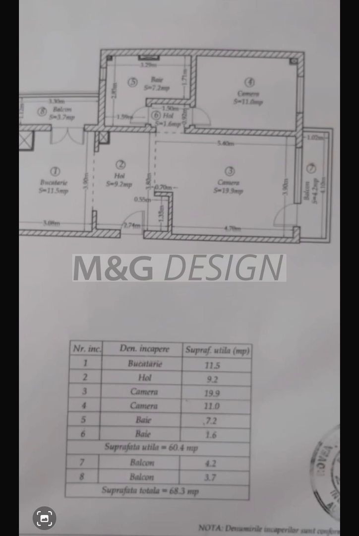 Apartament 2 camere Aradului bloc nou etaj 1 - Schiță 8