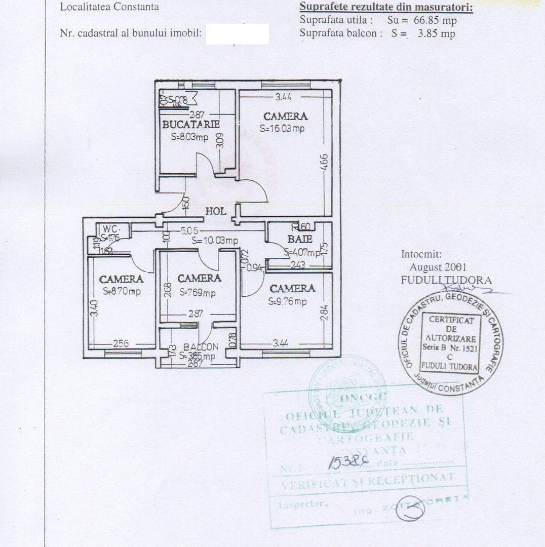 Apartament 4 camere 70 mp 2 bai centrala termica - Inel 2 - Scoala 39 - Schiță 14