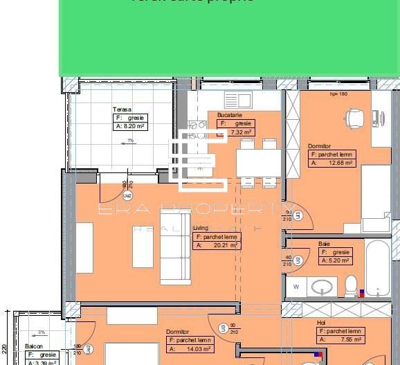 Apartament 3 camere, 71 mp,gradina 50 mp -  Selimbar - Schiță 13