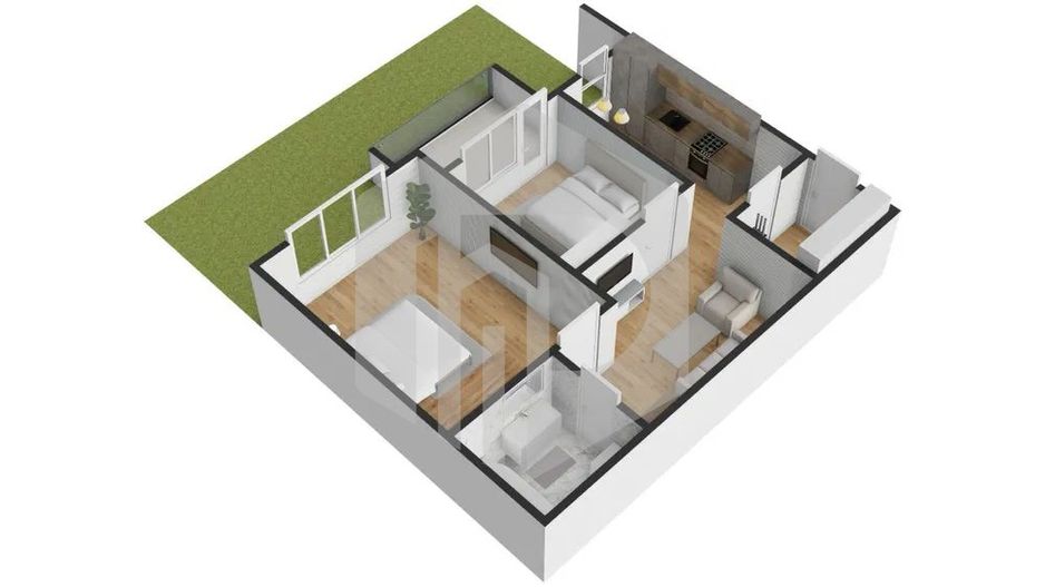 Apartament-3 Camere | 63mpu | La cheie | Intabulat | Gradina | Parter - Poză 1