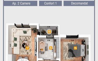 2 Camere | 3/4 | Decomandat | 51mp | 1982 | metrou Crangasi - Poză 7