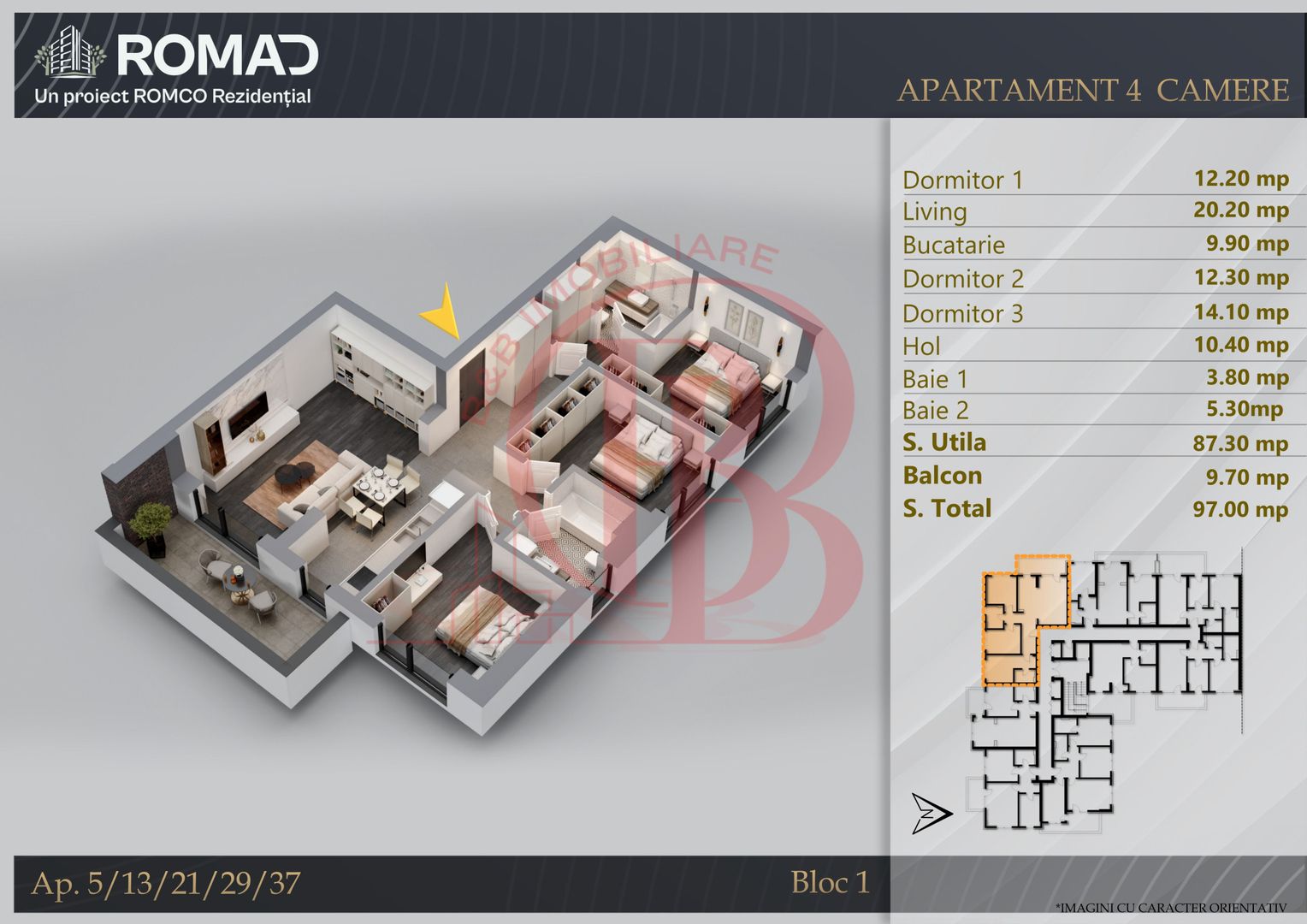 Apartament 4 camere Proiect Premium Independent Energetic - Schiță 12