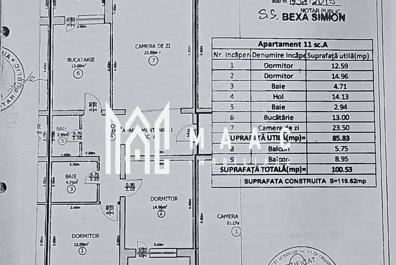 Apartament 3 camere nou de inchiriat | 100MP | Selimbar - Schiță 25