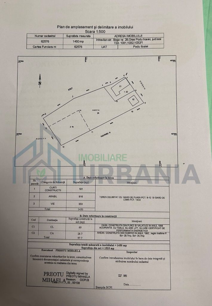 Teren intravilan 1.450 mp cu casă și anexă – Podu Iloaiei, Iași - Poză 1