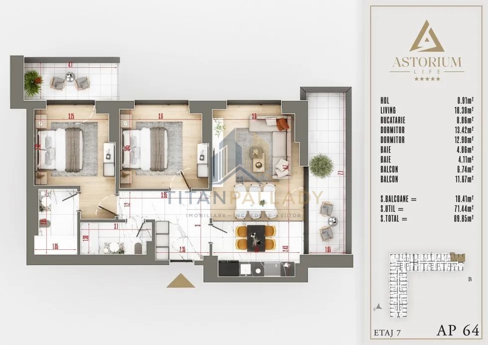 Titan-Pallady-3 Cam-90 mp-Modern-Finisaje Premium- Astorium Residence - Poză 7