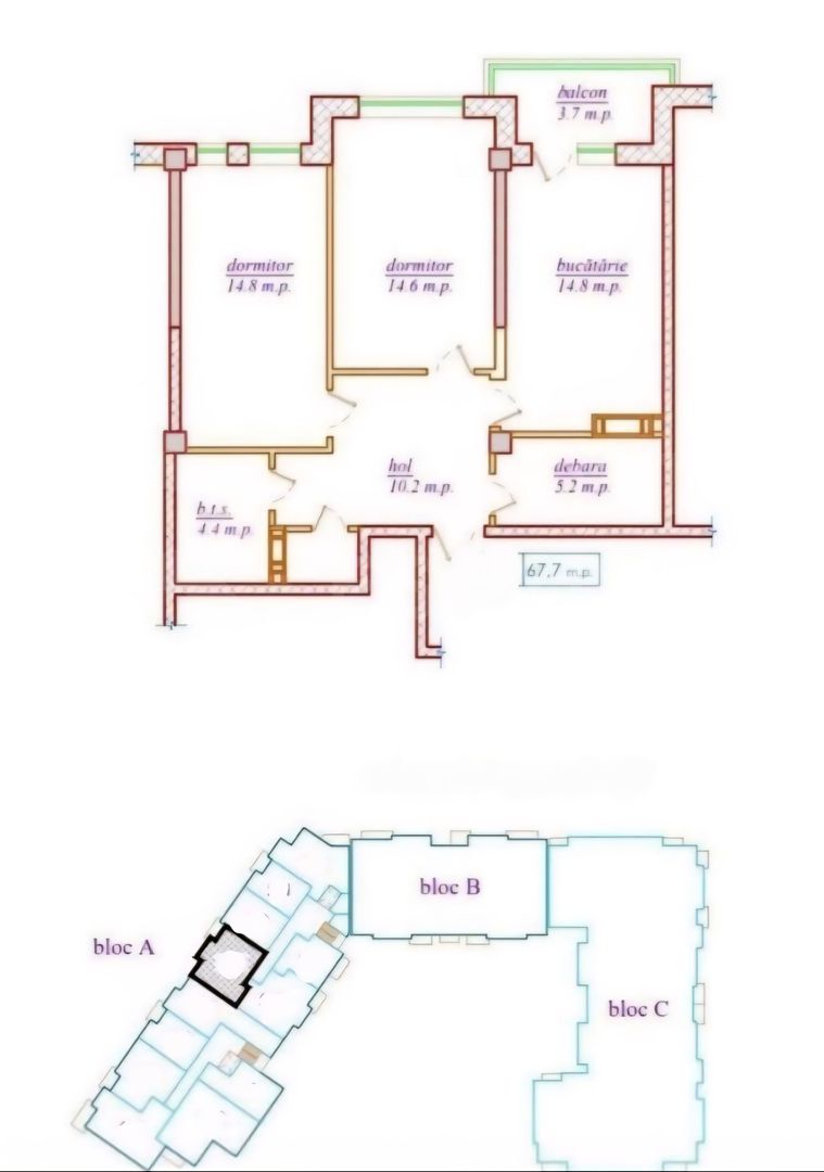 Vânzare, apartament, 2 camere, str. Nicolae Dimo, Durlești - Poză 2