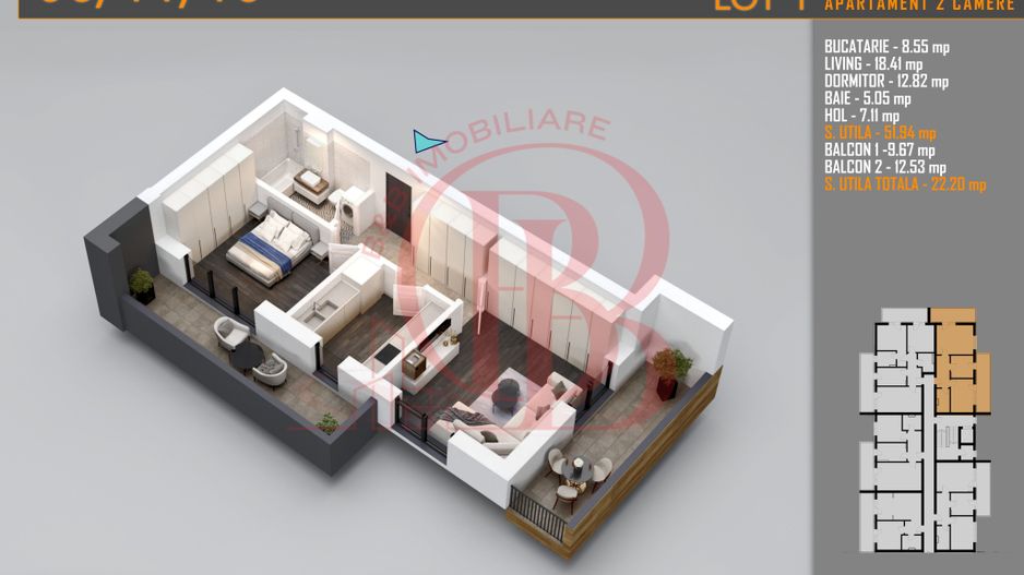 Apartament decomandat 2 camere -Titan Pallady Metrou Teclu - Schiță 2