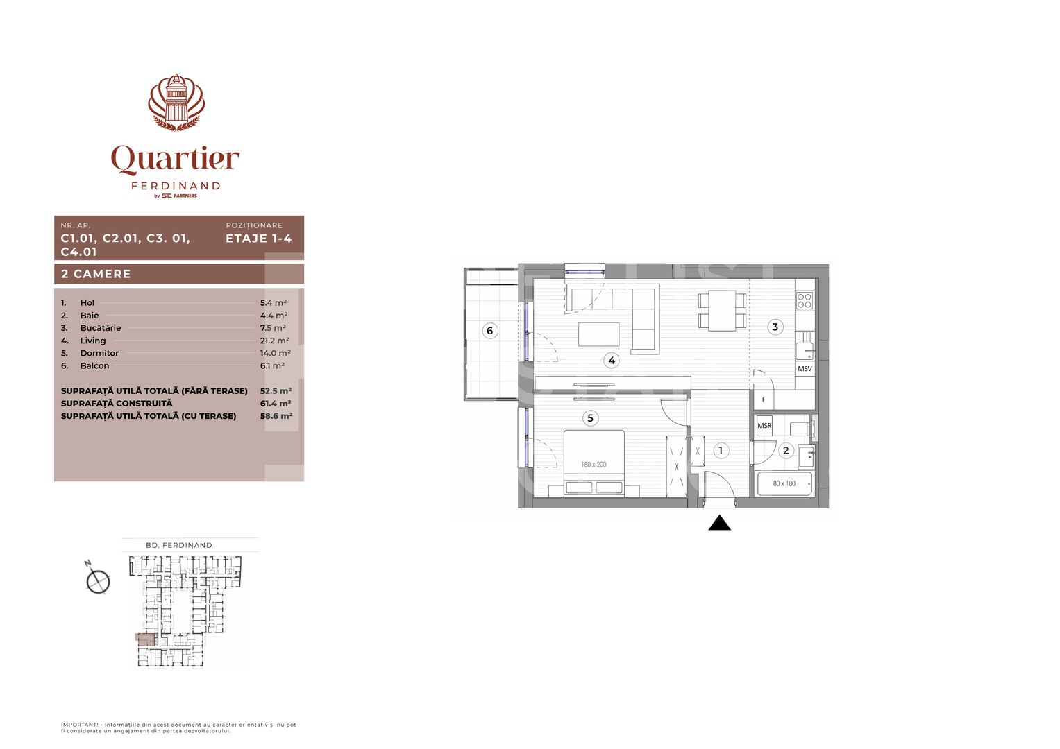 Apartament 2 camere Quartier Ferdinand - Schiță 7