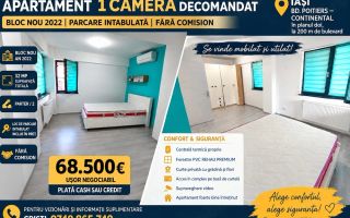 Apartament 1 cameră decomandat, 33 mp, loc parcare, complex nou 2022, zona Bd. Poitiers - Continental - Poză 1