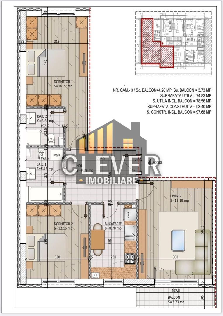 Ap 3 camere, mobilat și utilat – Pallady, metrou Teclu - Schiță 15
