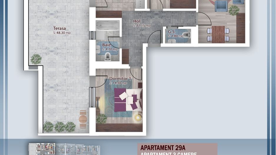 AP. 3CAM SPATIOS+TERASA DE 48MP IN BLOC PREMIUM P+4 / PALLADY! - Poză 2