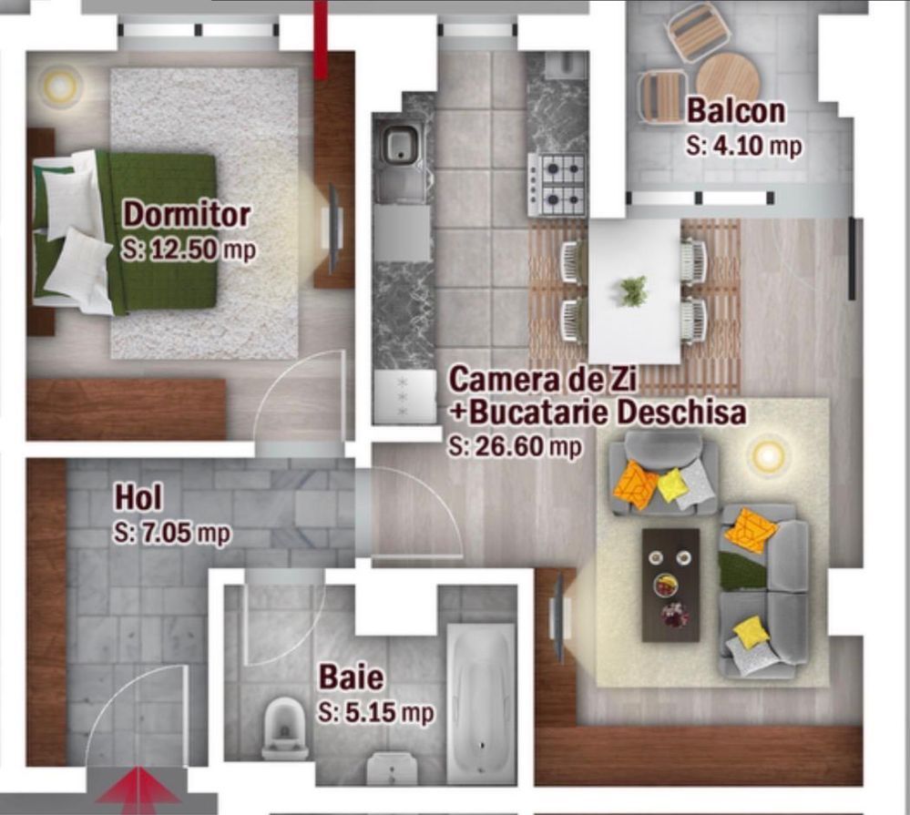 Apartament 2 camere 55 mp | Parcare subterana inclusa - Poză 4