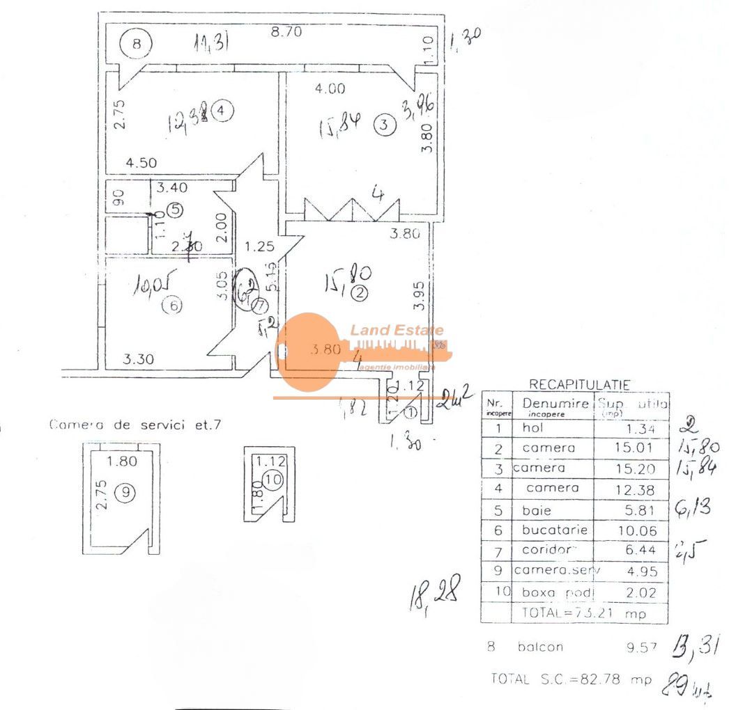 Apartament 83 mp | Dacia | mobilat | Centrala Proprie - Schiță 12