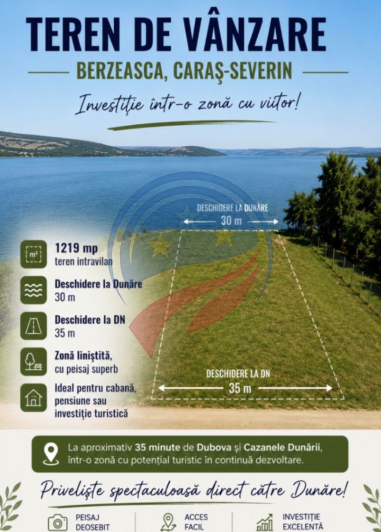 Teren Premium în Berzasca - Front la Dunăre + DN57 - De vanzare - Poză 1