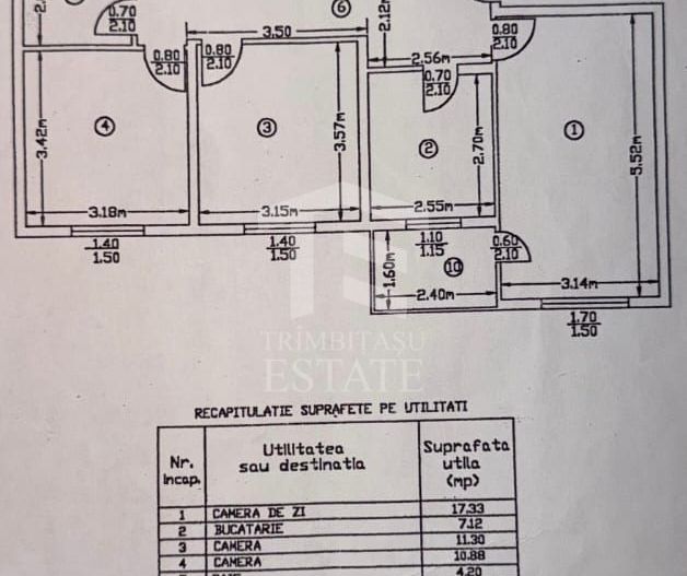 Apartament 3 camere decomandat 65 mp utili Bloc 1984 reabilitat - Schiță 23