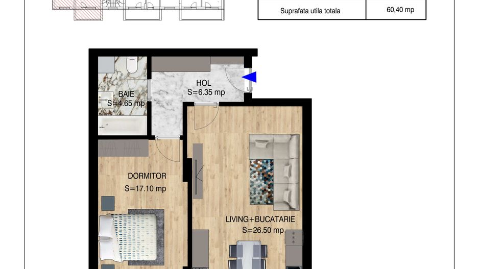 2 camere bloc boutique  Pallady Metrou Nicolae Teclu - Schiță 10