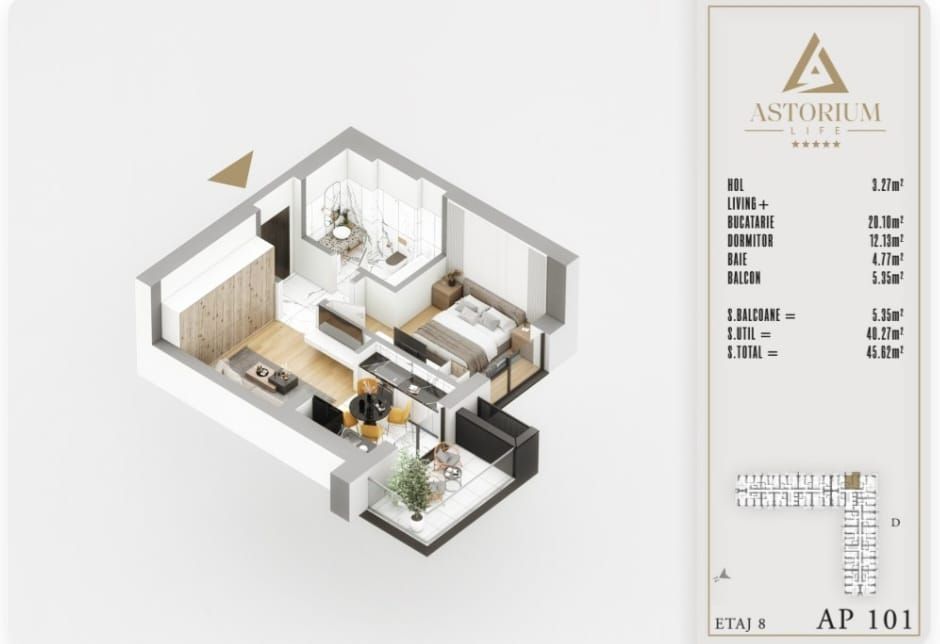 2 CAMERE TIP STUDIO / ASTORIUM LIFE / PALLADY! - Poză 3