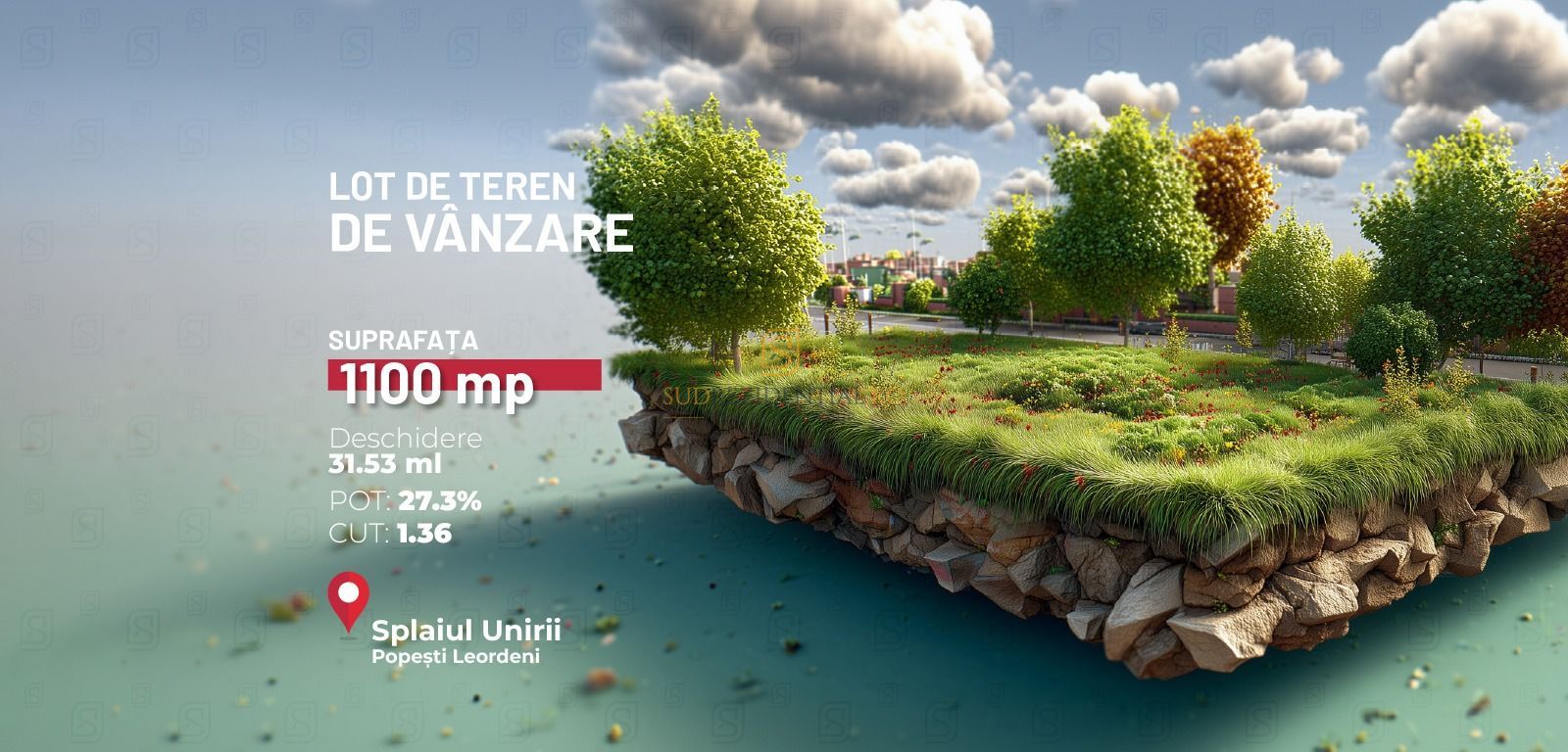 Teren intravilan 1100 mp | Deschidere 31,53 ml | Zona mixta P+4 - Poză 1