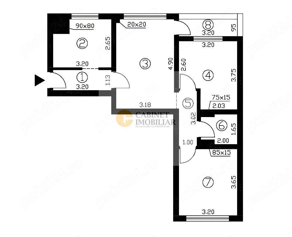 3 Camere - 60MP | Decomandat | 1/4 | Credit | Crangasi - Schiță 15
