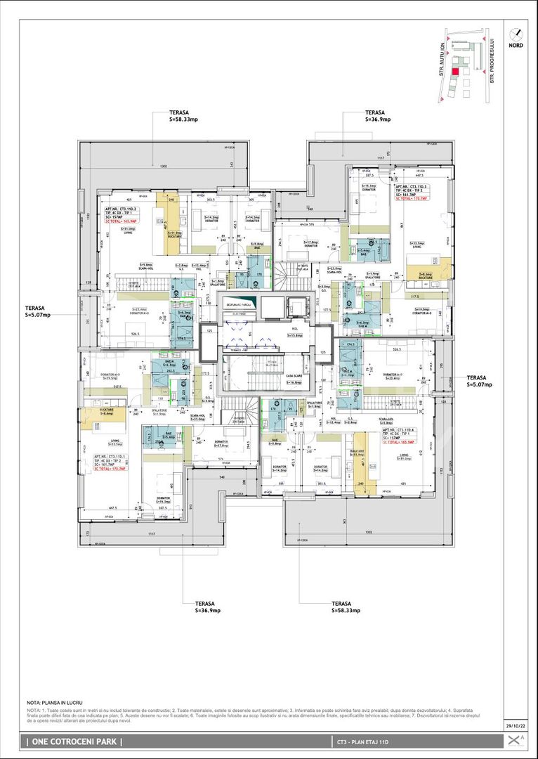 Penthouse Mobilat cu vedere panoramică, 4 camere, One Cotroceni Park - Schiță 33