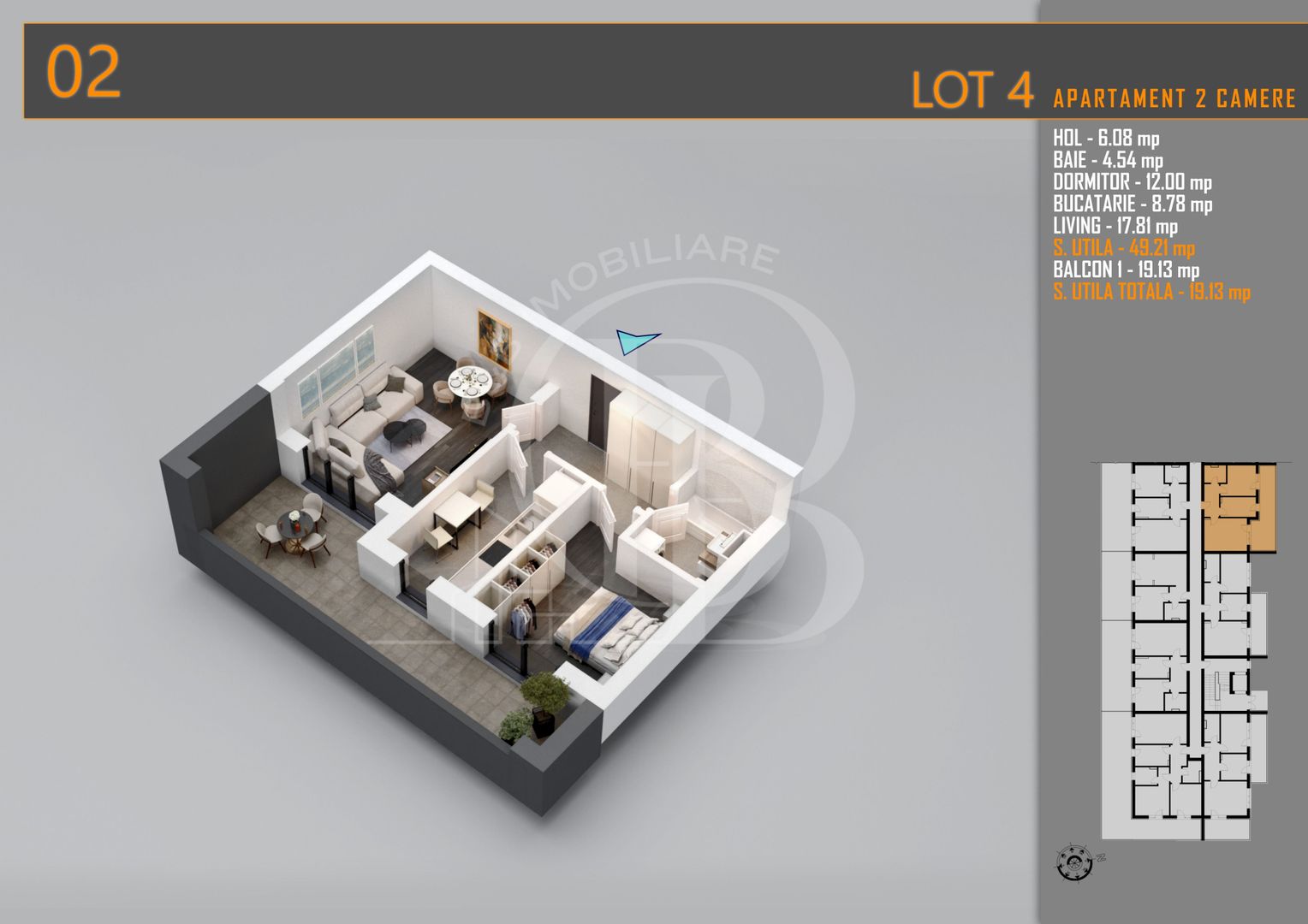 Apartament 2 camere cu Terasa Titan-Pallady-Metrou Teclu - Schiță 9