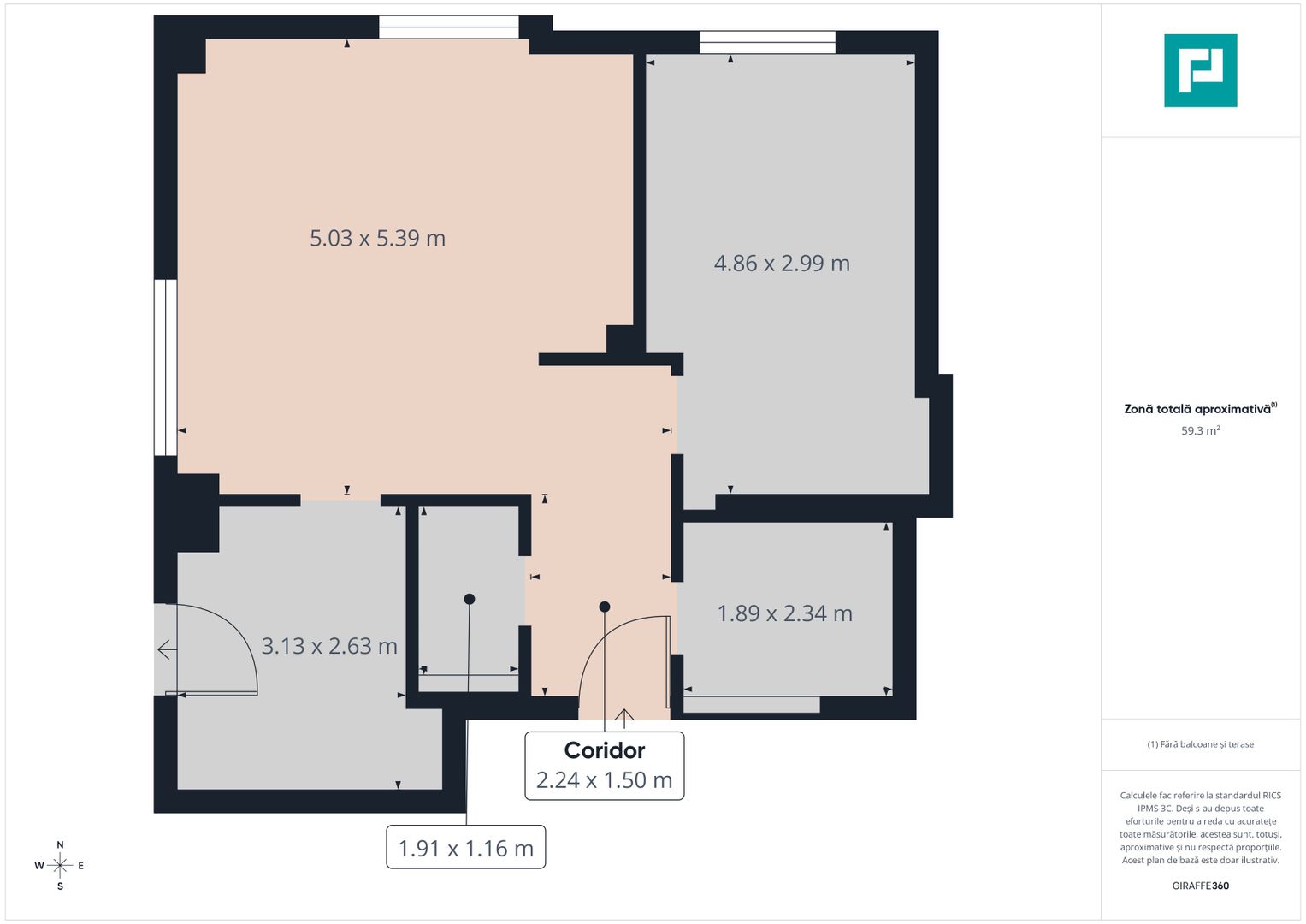 Apartament 2 camere, terasă mare, etaj 6 - Poză 6