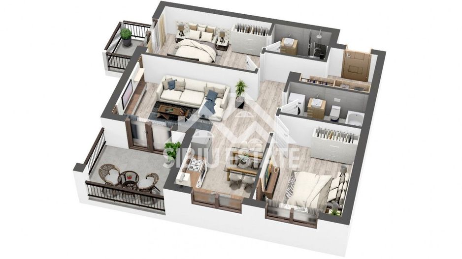 Apartament cu Gradina generoasa de 49 mp 3 camere, terasa, balcon - Poză 12