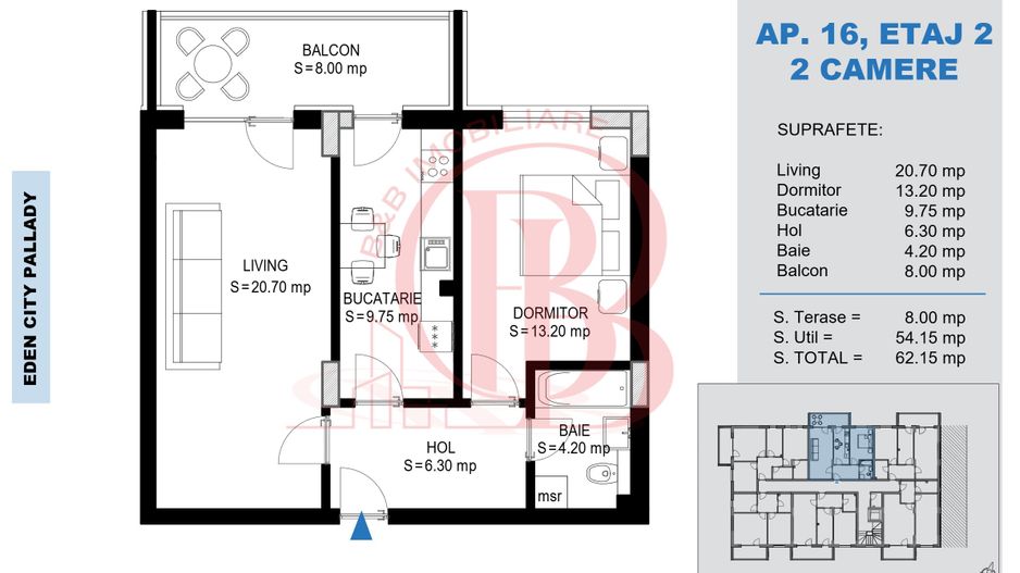 Apartament 2 camere Theodor Pallady Metrou Nicolae Teclu - Schiță 2