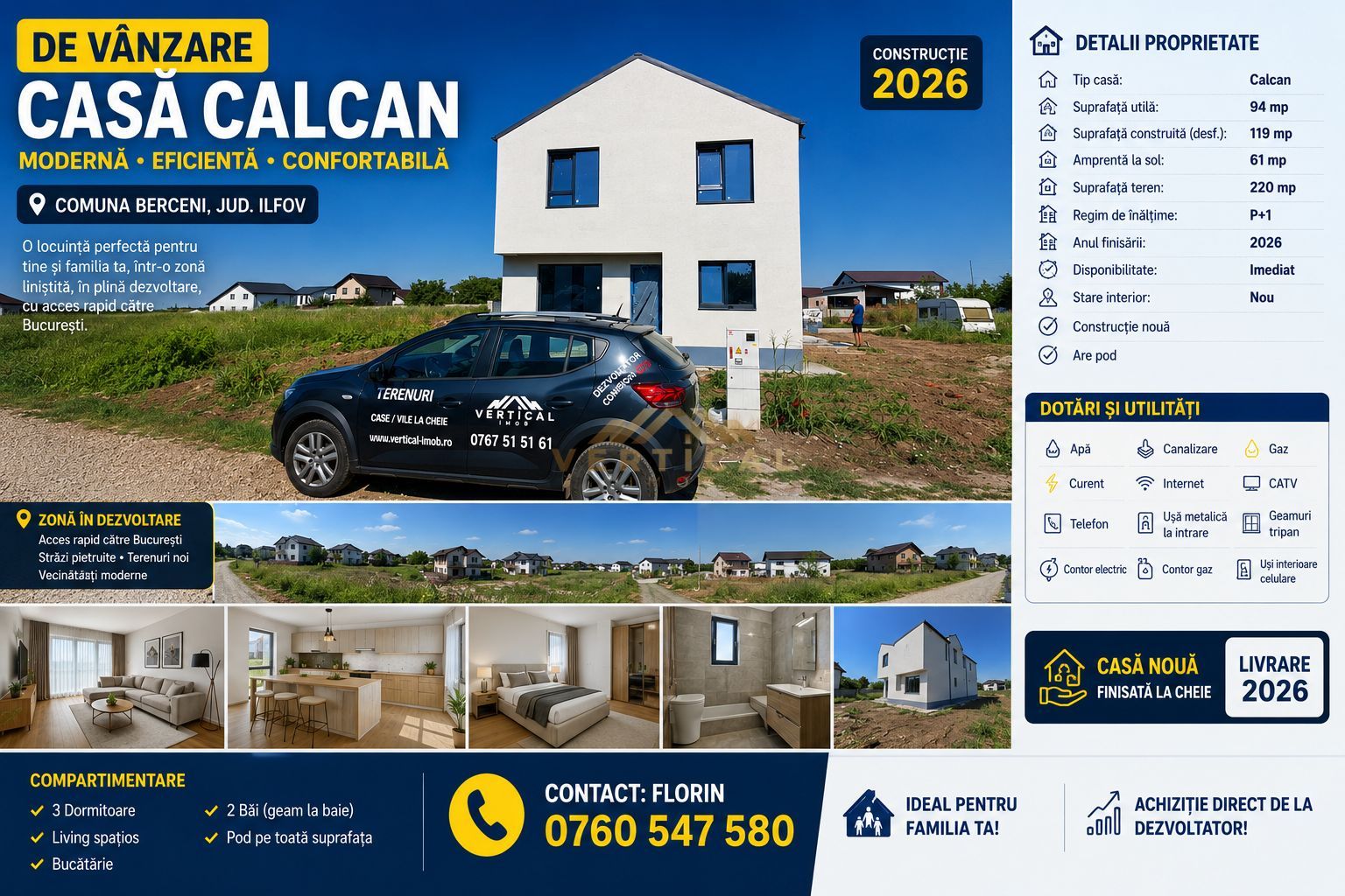 Casă Nouă P+1 Tip Calcan | 4 Camere | 3 Dormitoare - Poză 1