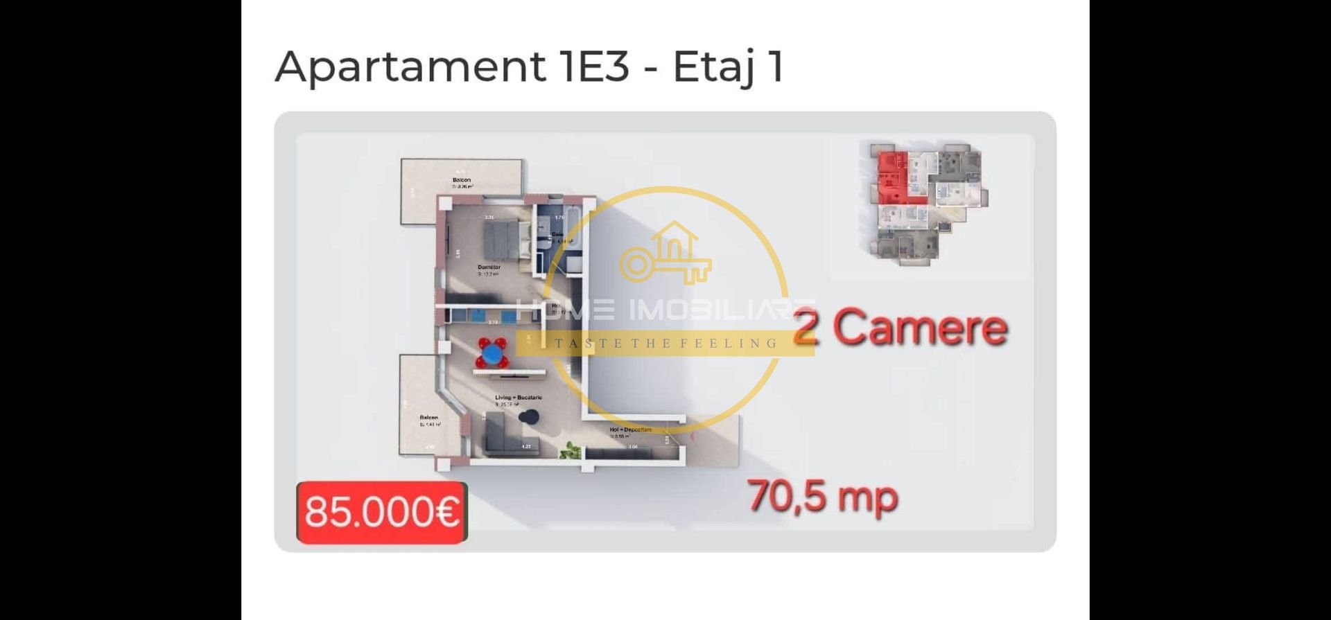 Apart 2 camere decomandat 70 mp - Poză 2