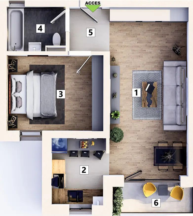 Apartament 2 camere cu loc de parcare inclus - Poză 7