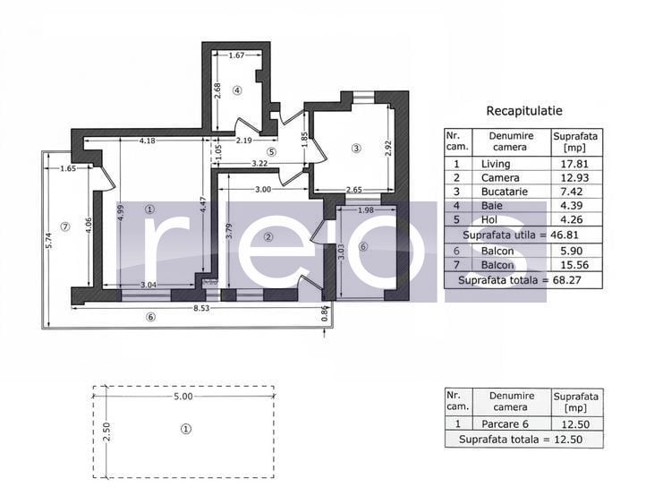 VANZARE 2 CAMERE 46 MP | LOC PARCARE  | JIULUI | NEMOBILAT | BLOC NOU - Schiță 8