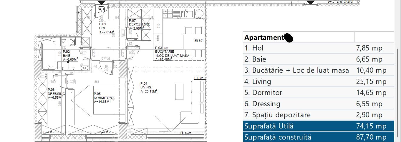 2 camere PREMIUM || 74mp || FLOREASCA - Schiță 13
