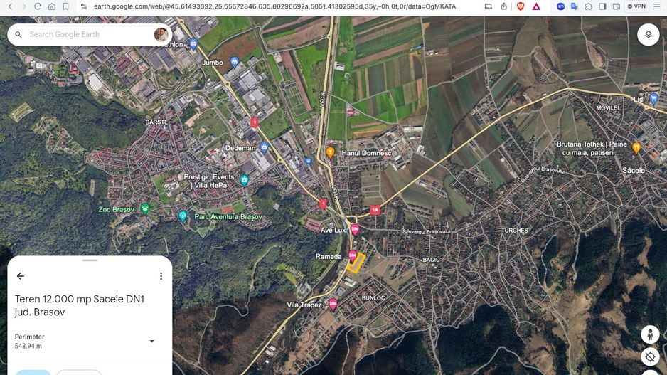 Teren intravilan 12.000 mp Sacele 50 m deschidere la DN1 Hotel Ramada - Poză 10