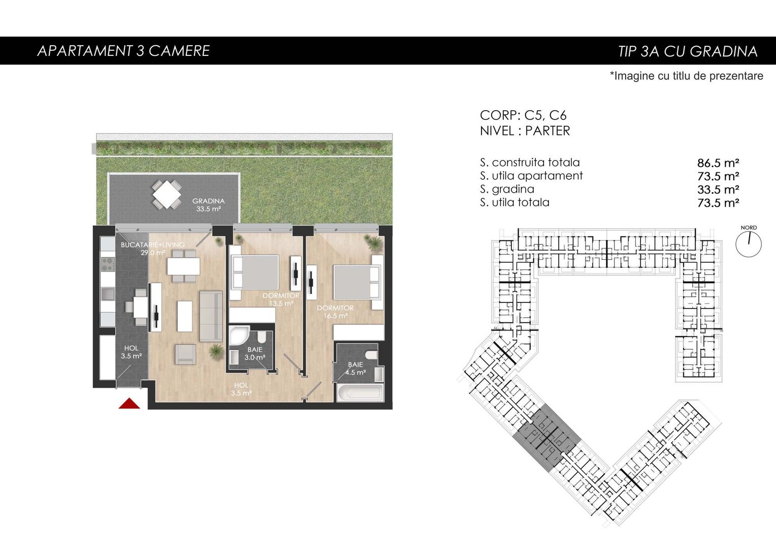3 camere cu Gradina Proprie Sector 1 - Mall Colosseum - Schiță 21
