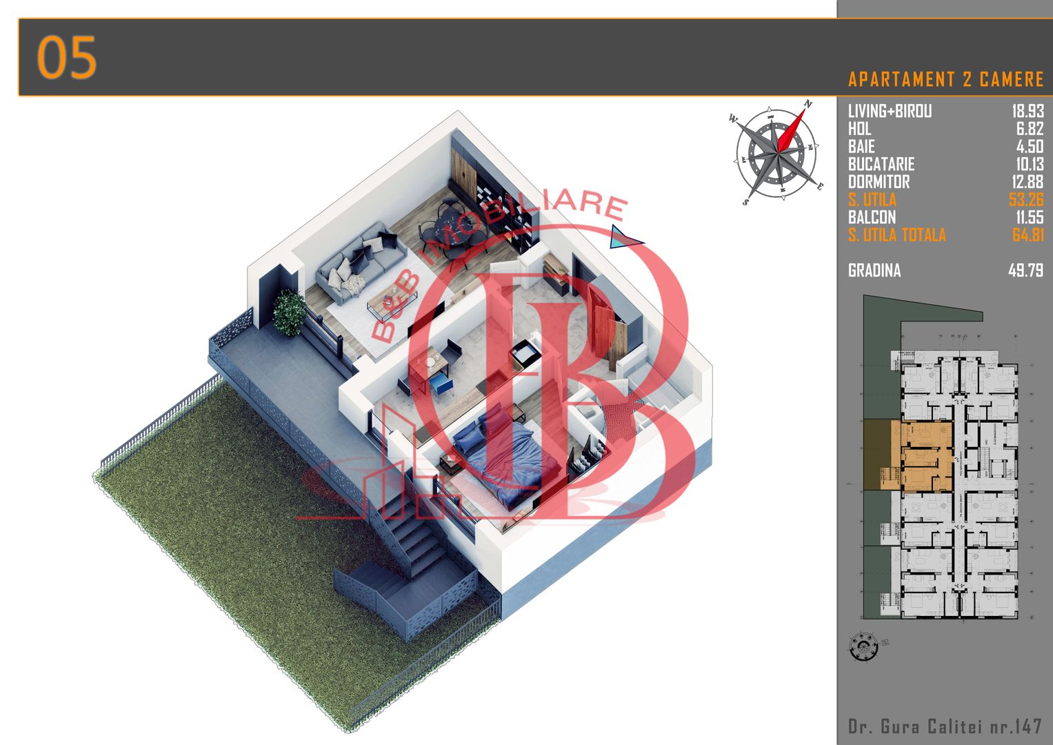 2 camere cu gradina si parcare bonus - Titan Pallady - Schiță 1