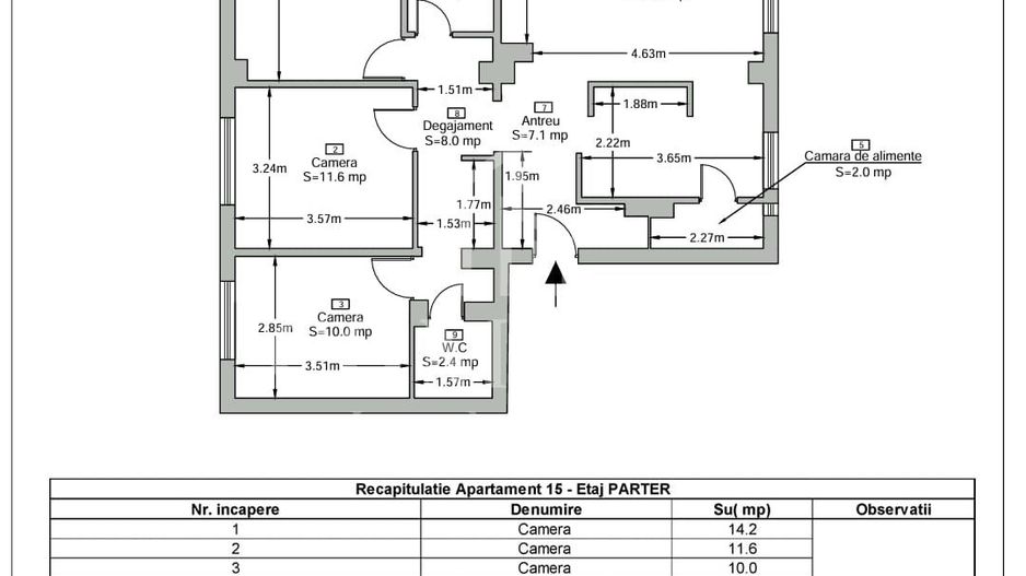 Apartament 4 camere decomandate la cheie zona Arinilor Mănăștur - Schiță 21