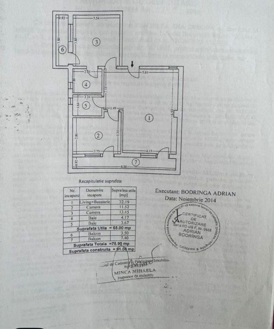 AP. 3 CAMERE DAMAROAIA, CAT-FRIENDLY, BLOC NOU, MASINA SPALAT VASE - Schiță 7