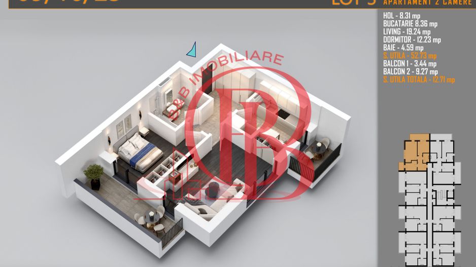 Apartament decomandat 2 camere Titan-Pallady-Metrou Teclu - Schiță 2