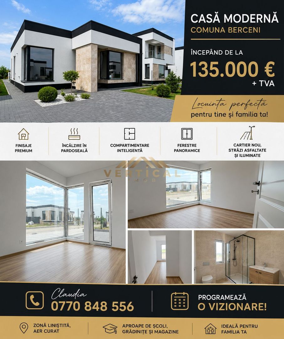 Casă Nouă de Vânzare în Berceni, De la 135.000 € +TVA - Poză 1