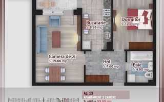 2 camere decomandat -oferta lansare proiect Pallady - Schiță 1