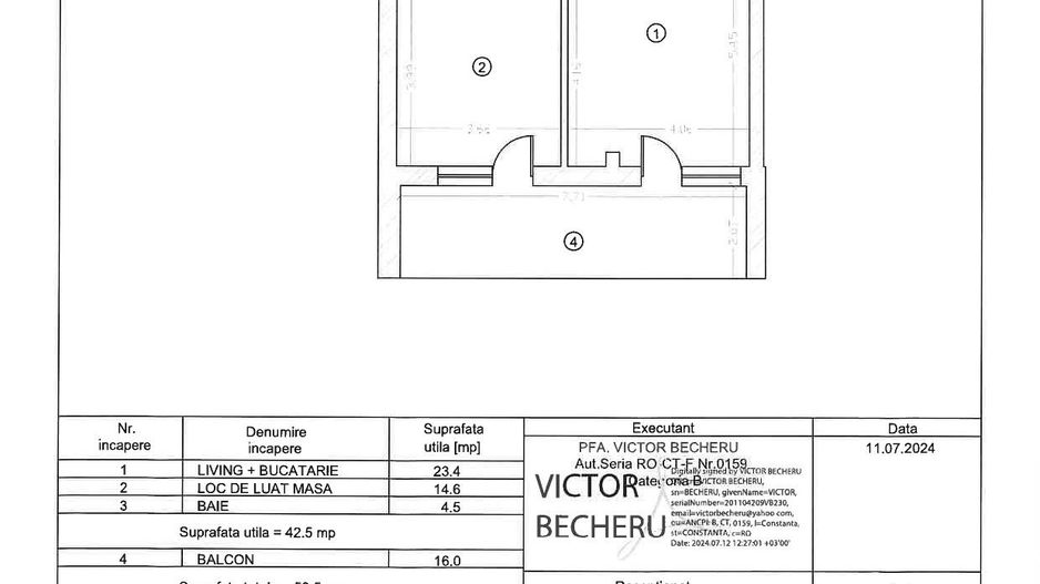 Apartament 2 camere Mamaia Nord vedere la mare - Schiță 11