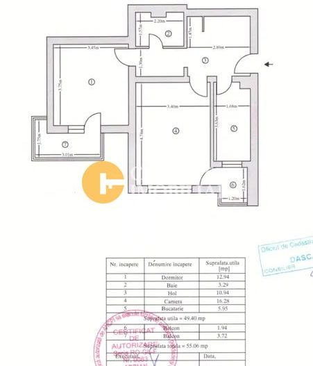 2 CAMERE DECOMANDAT - ETAJ INTERMEDIAR - MOARA DE FOC - Schiță 12