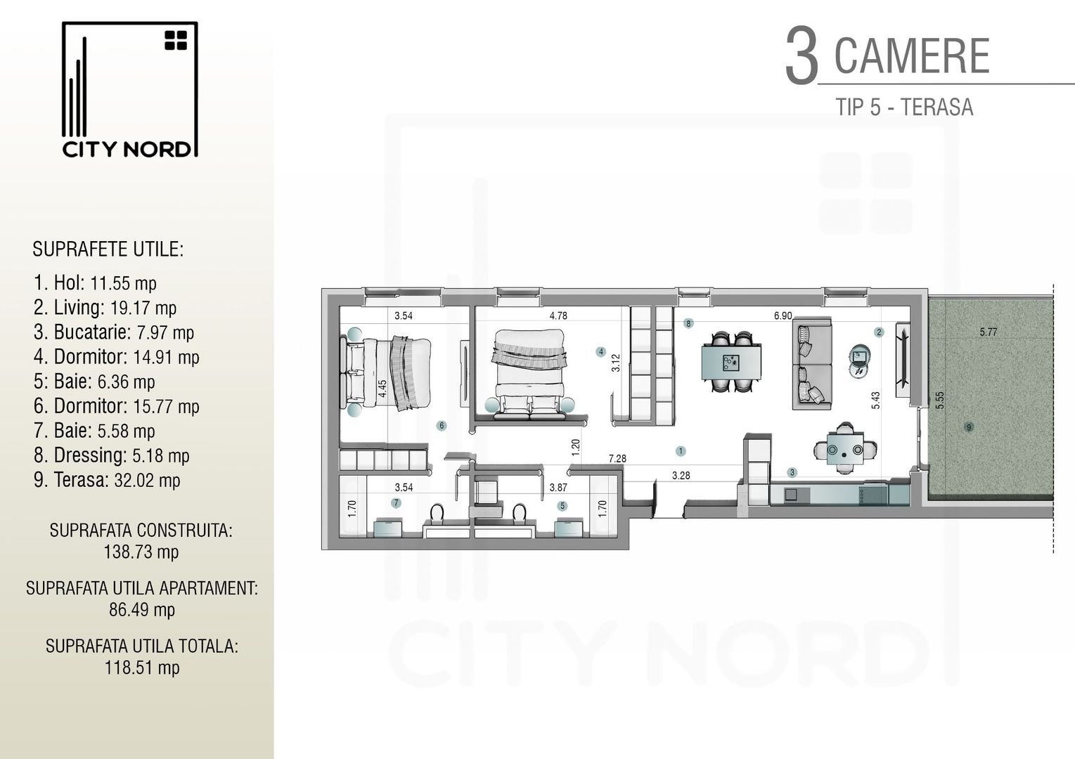 Alege exclusivitate: penthouse 3 camere, terasă 32 mp, comision 0% - Poză 8