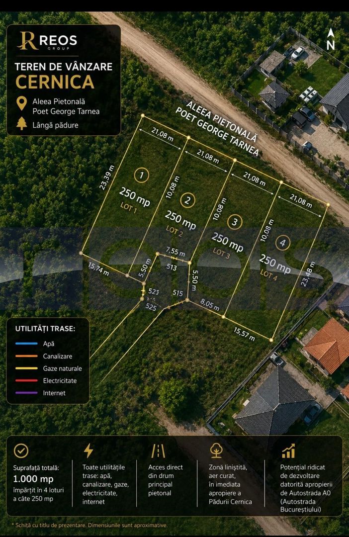 VANZARE TEREN CERNICA  1000 MP LANGA PADURE CU UTILITATI - Poză 1