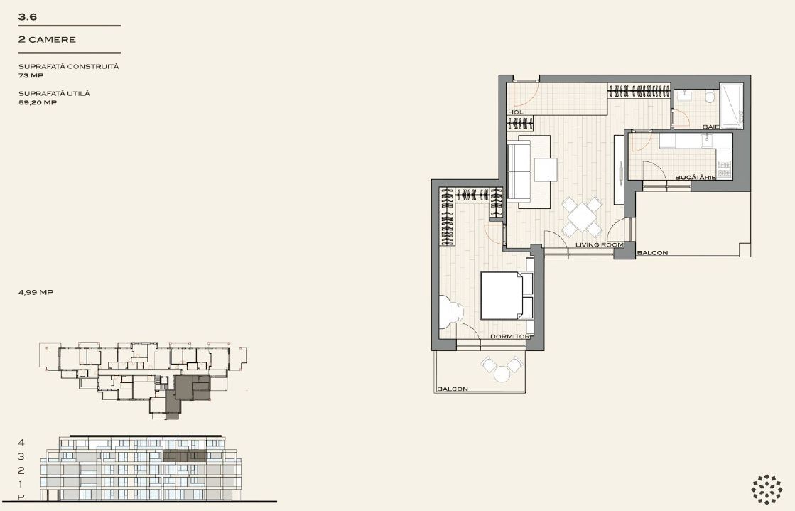 Pipera 2 camere + 2 terase, bucatarie Inchisa - Poză 2