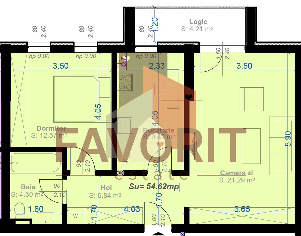 Comision 0%. Bloc NOU. Aradului. Decomandat. - Schiță 9